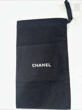 CHANEL Black Drawstring Dust Bag with White Logo